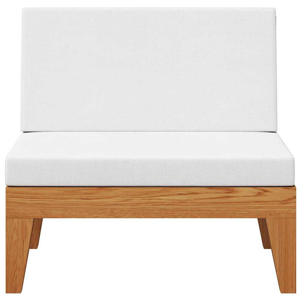 vidaXL Modular-Mittelsofa mit Cremeweißen Kissen Akazie Massivholz