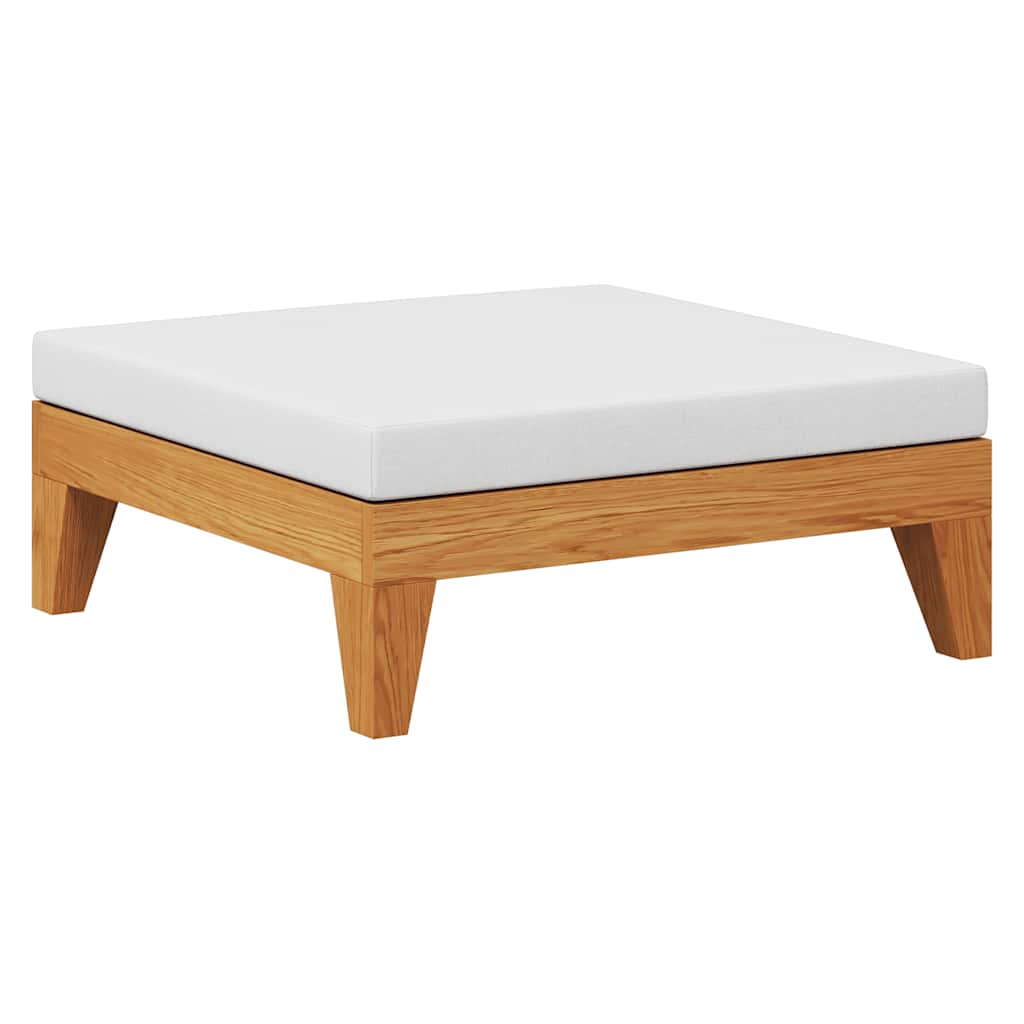 vidaXL Modular-Fußhocker mit Cremeweißen Kissen Akazie Massivholz