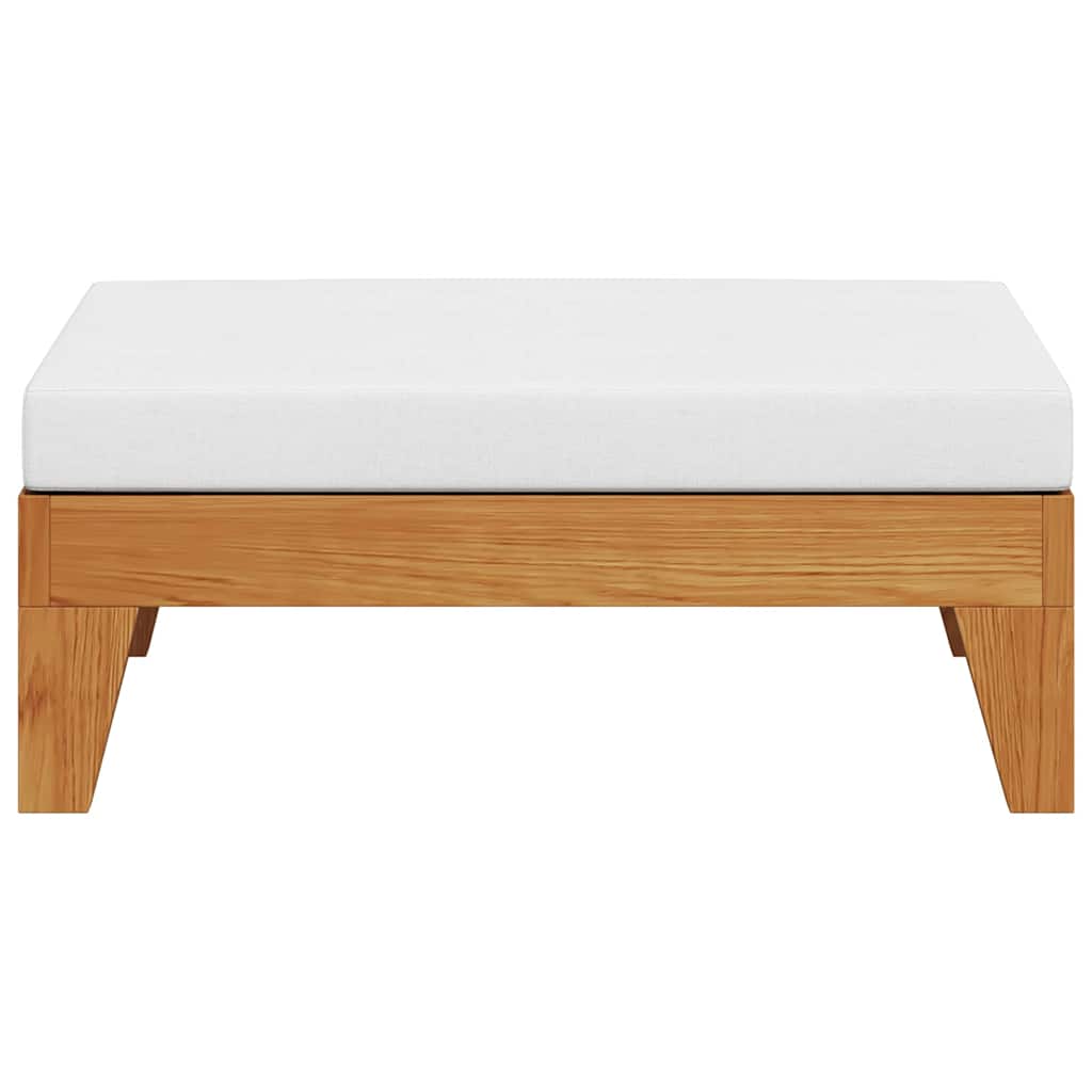 vidaXL Modular-Fußhocker mit Cremeweißen Kissen Akazie Massivholz