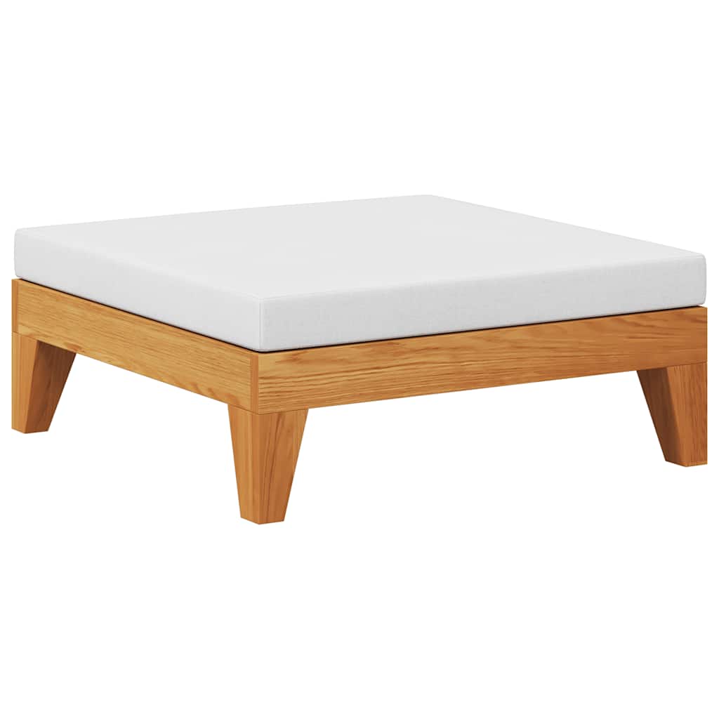 vidaXL Modular-Fußhocker mit Cremeweißen Kissen Akazie Massivholz
