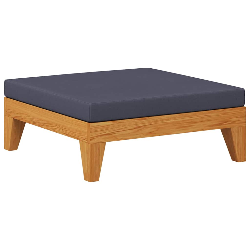vidaXL Modular-Fußhocker mit Dunkelgrauem Kissen Akazie Massivholz