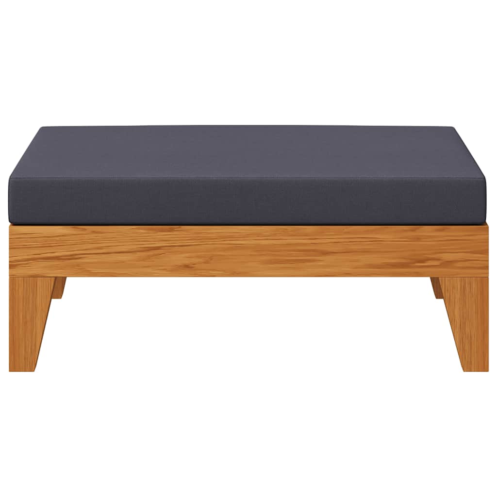 vidaXL Modular-Fußhocker mit Dunkelgrauem Kissen Akazie Massivholz