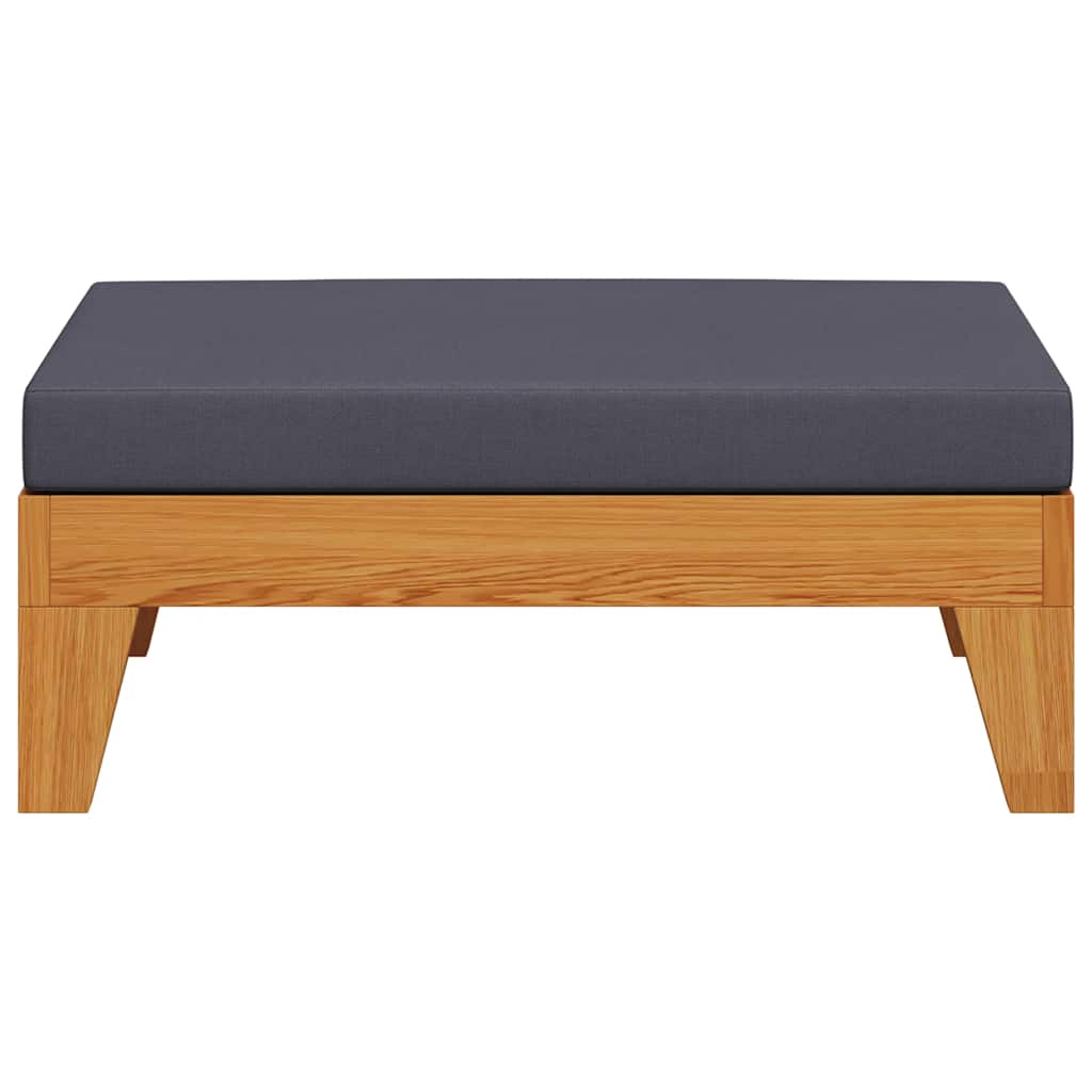vidaXL Modular-Fußhocker mit Dunkelgrauem Kissen Akazie Massivholz