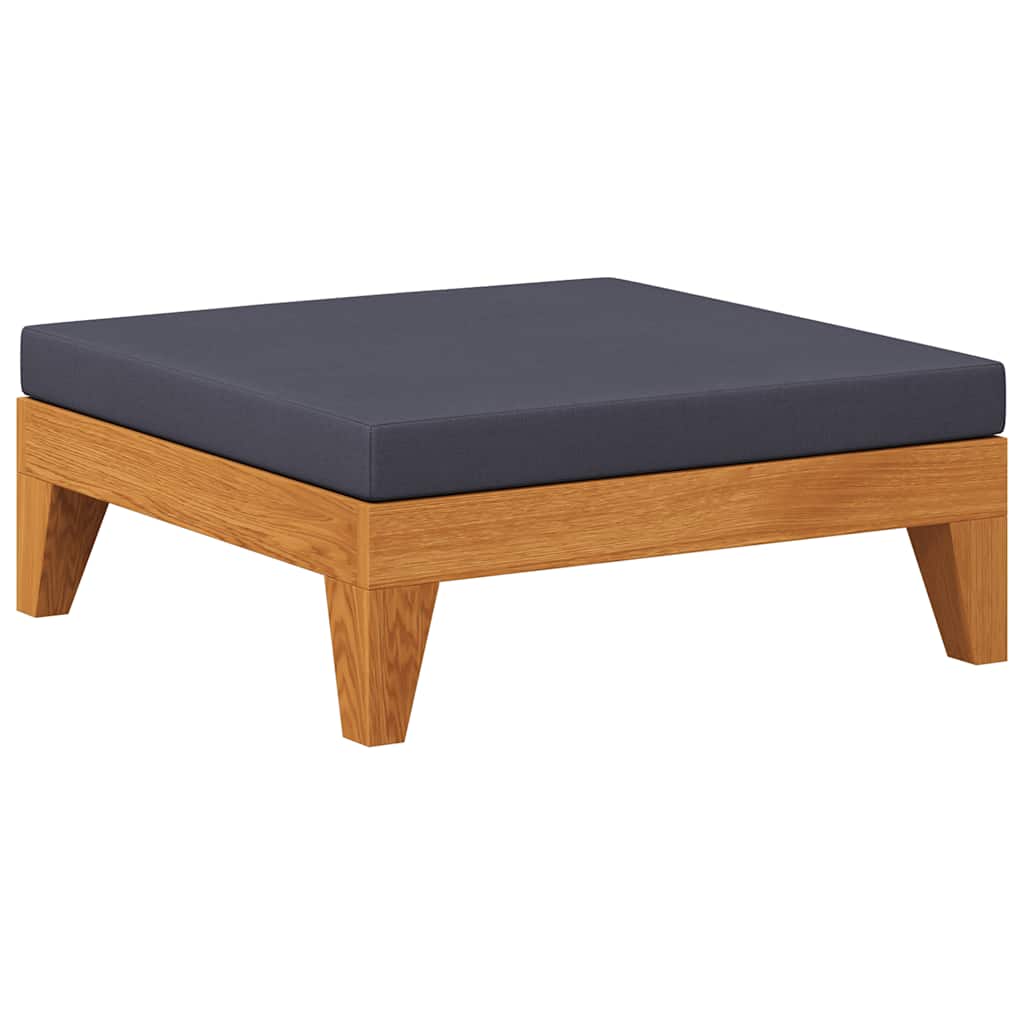 vidaXL Modular-Fußhocker mit Dunkelgrauem Kissen Akazie Massivholz