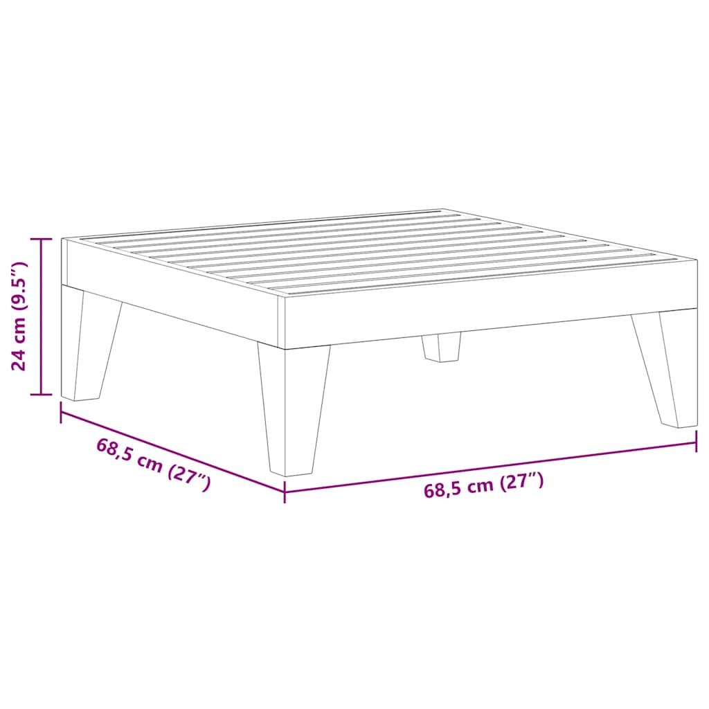 vidaXL Gartentisch 68,5x68,5x24 cm Akazie Massivholz