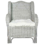 vidaXL Sessel mit Kissen Grau Natürliches Rattan und Leinen