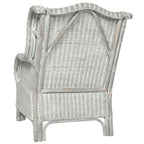 vidaXL Sessel mit Kissen Grau Natürliches Rattan und Leinen