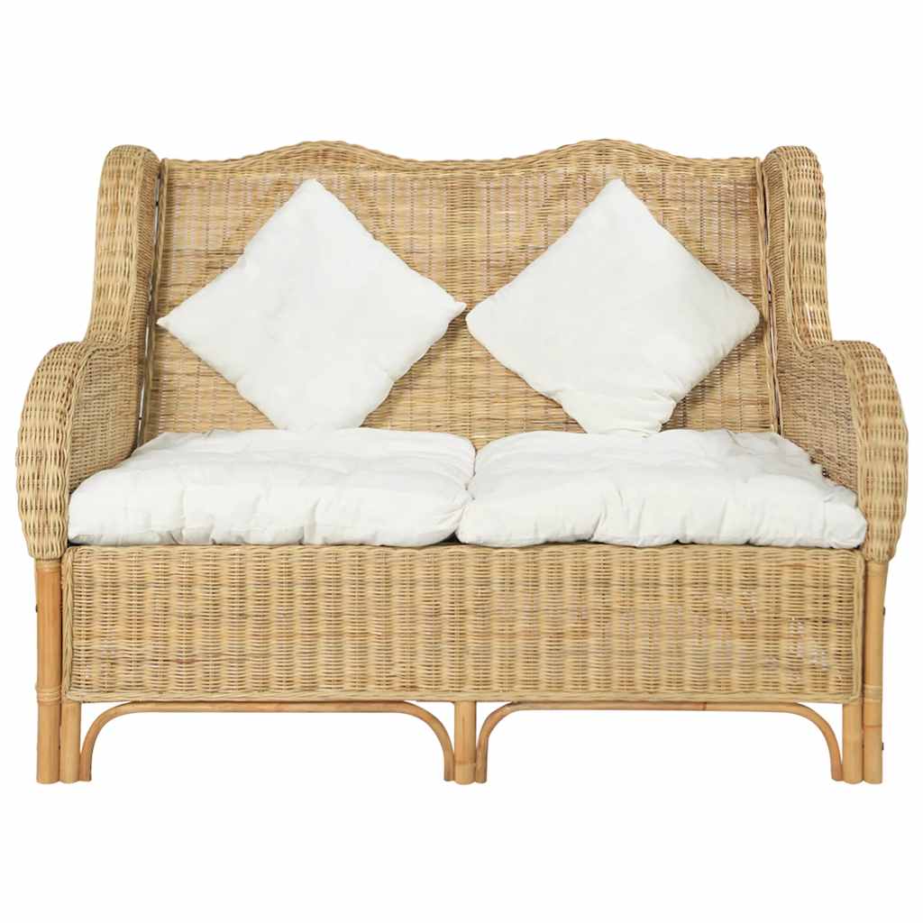 vidaXL 2-Sitzer-Sofa Natürliches Rattan und Leinen