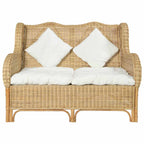 vidaXL 2-Sitzer-Sofa Natürliches Rattan und Leinen