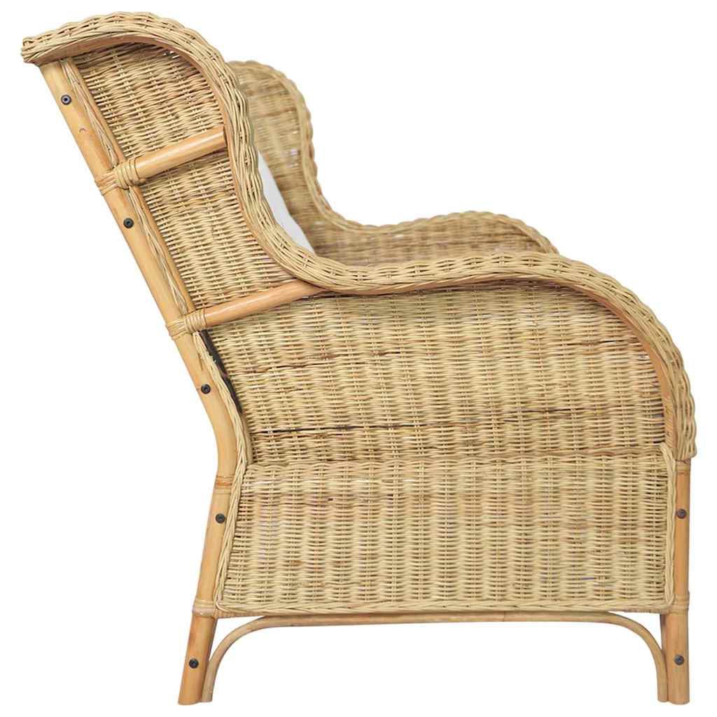 vidaXL 2-Sitzer-Sofa Natürliches Rattan und Leinen