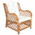 vidaXL Sessel mit Kissen Hellbraun Rattan und Leinen