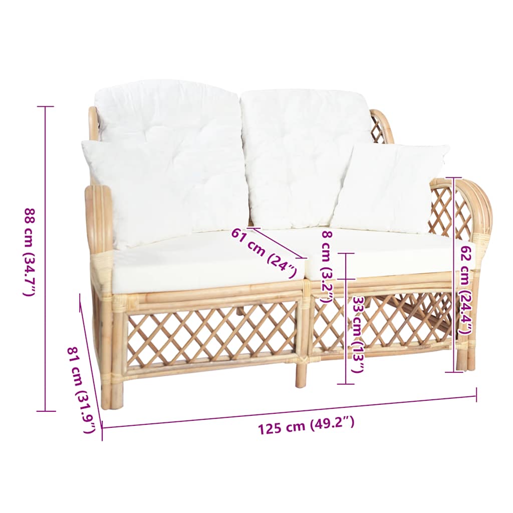 vidaXL 2-Sitzer-Sofa Rattan