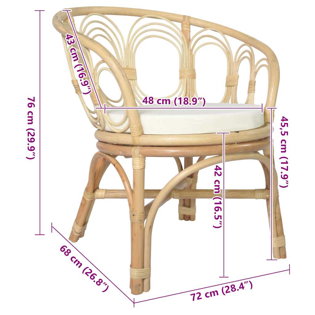 vidaXL Esszimmerstuhl mit Kissen Rattan und Leinen