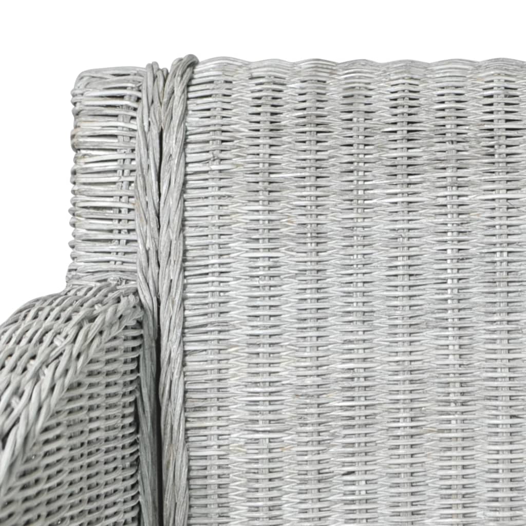 vidaXL Esszimmerstuhl mit Kissen Grau Natur Rattan