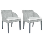 vidaXL Esszimmerstühle mit Kissen 2 Stk. Grau Natur Rattan
