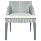 vidaXL Esszimmerstühle mit Kissen 2 Stk. Grau Natur Rattan