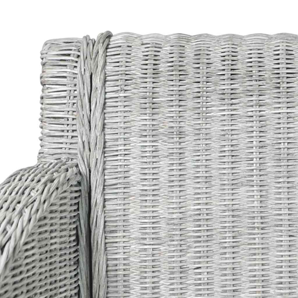 vidaXL Esszimmerstühle mit Kissen 2 Stk. Grau Natur Rattan