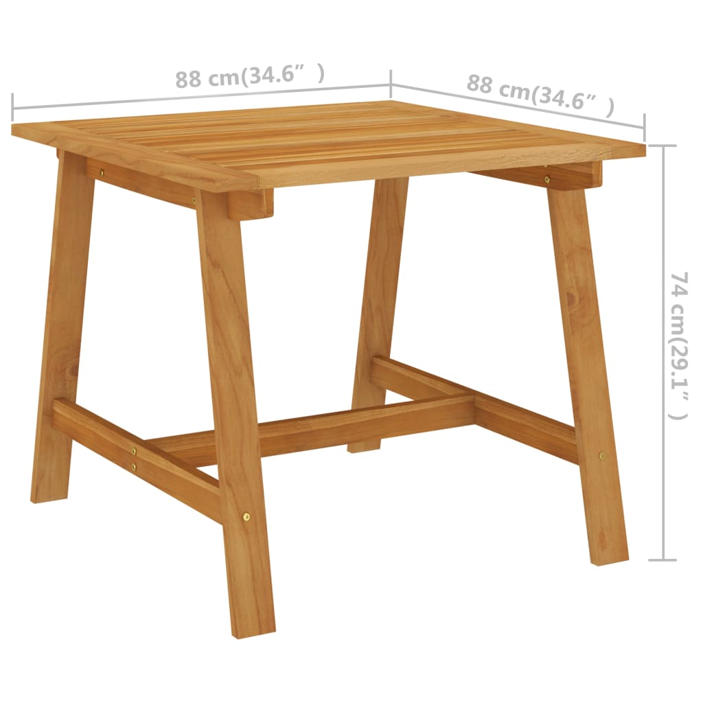 vidaXL Garten-Esstisch 88x88x74 cm Akazie Massivholz