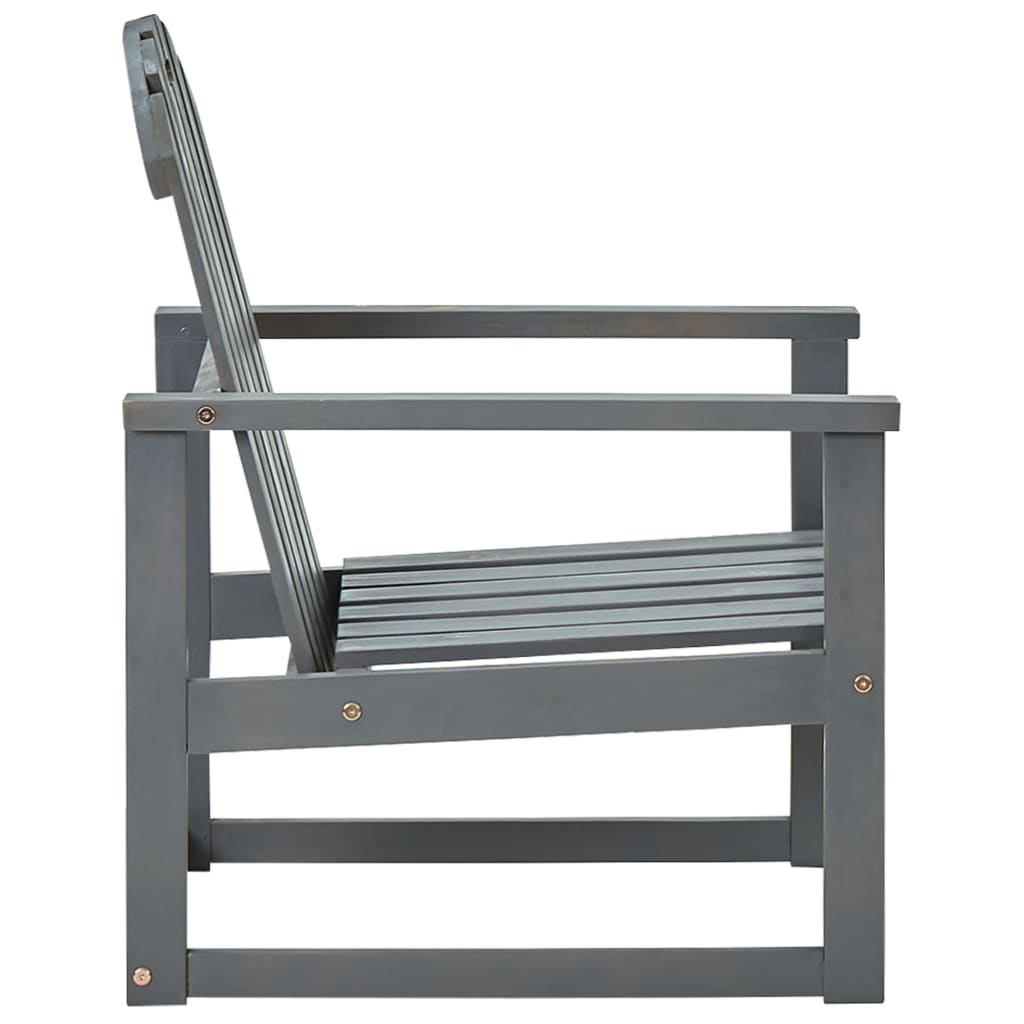 vidaXL Garten-Armlehnstühle 2 Stk. Grau Massivholz Akazie