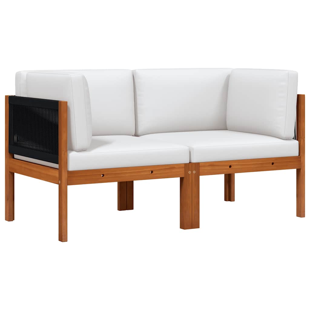 vidaXL Garten-Ecksofas 2-tlg. mit Kissen Holz Akazie & Seil