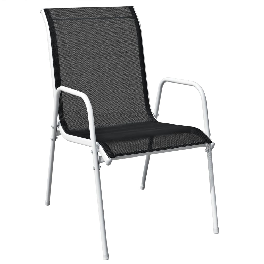 vidaXL Stapelbare Gartenstühle 2 Stk. Stahl und Textilene Schwarz
