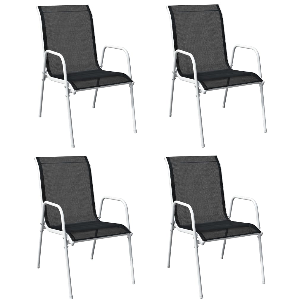 vidaXL Stapelbare Gartenstühle 4 Stk. Stahl und Textilene Schwarz