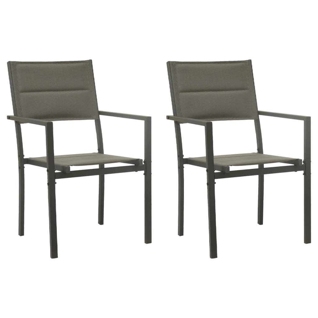 vidaXL Gartenstühle 2 Stk. Textilene und Stahl Schwarz und Anthrazit