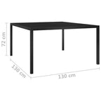 vidaXL Gartentisch 130x130x72 cm Schwarz Stahl und Glas
