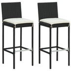 vidaXL Garten-Barhocker mit Kissen 2 Stk. Schwarz Poly Rattan