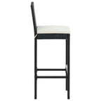 vidaXL Garten-Barhocker mit Kissen 2 Stk. Schwarz Poly Rattan