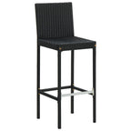 vidaXL Garten-Barhocker mit Kissen 4 Stk. Schwarz Poly Rattan
