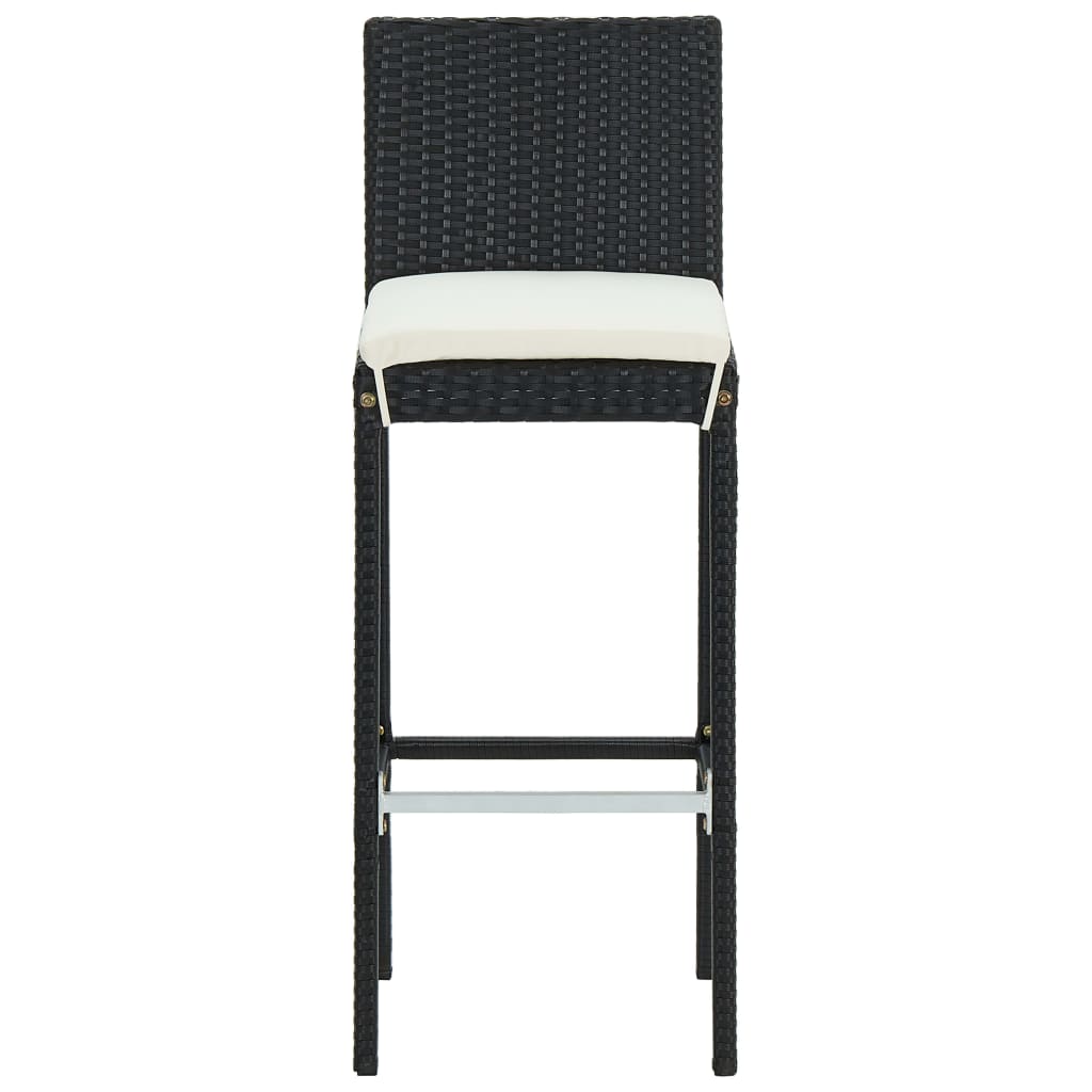 vidaXL Garten-Barhocker mit Kissen 4 Stk. Schwarz Poly Rattan