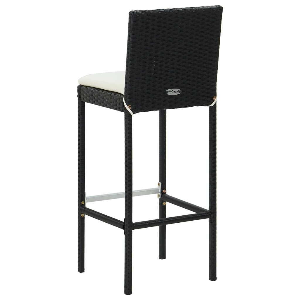 vidaXL Garten-Barhocker mit Kissen 4 Stk. Schwarz Poly Rattan
