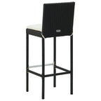 vidaXL Garten-Barhocker mit Kissen 4 Stk. Schwarz Poly Rattan