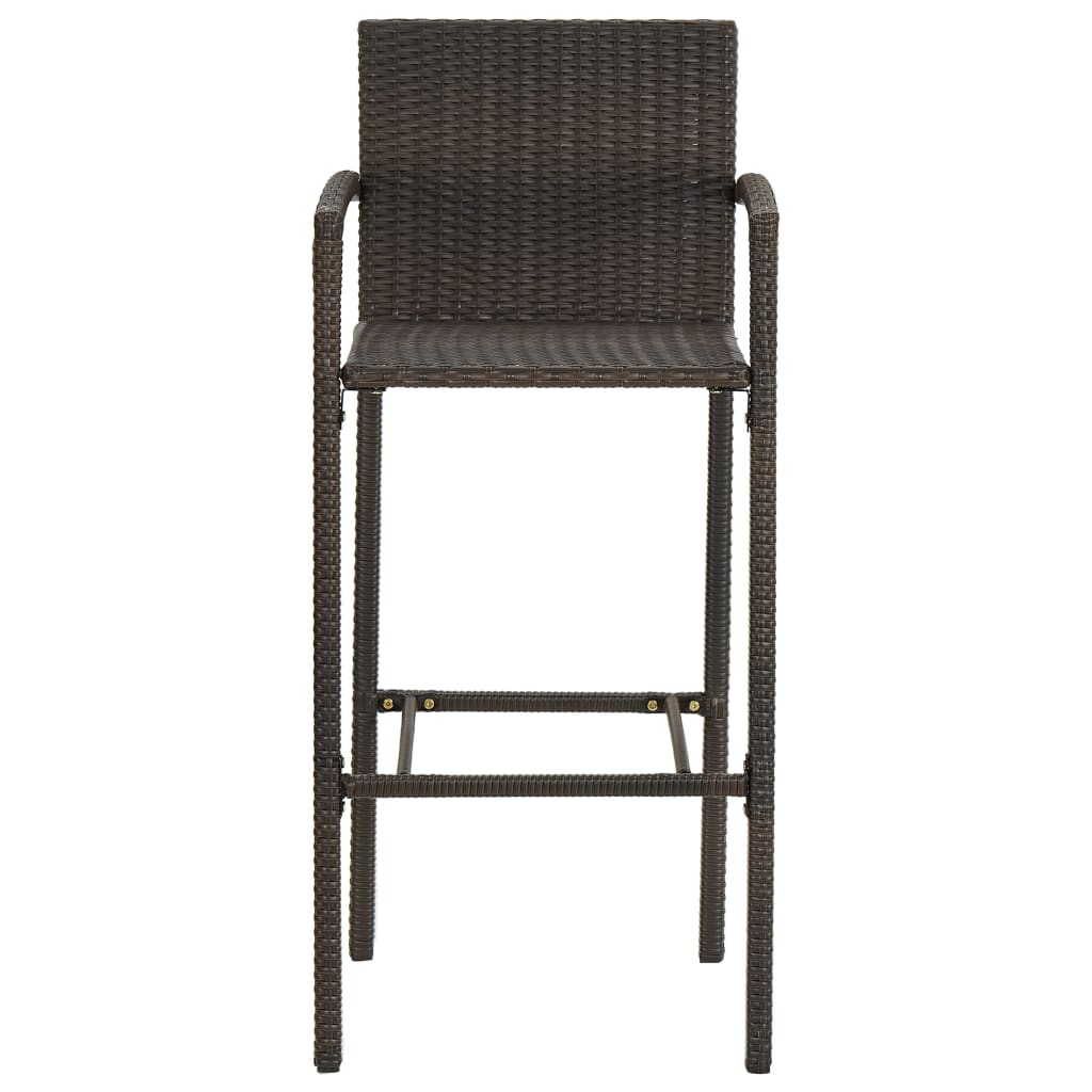 vidaXL Barhocker 2 Stk. Braun Poly Rattan