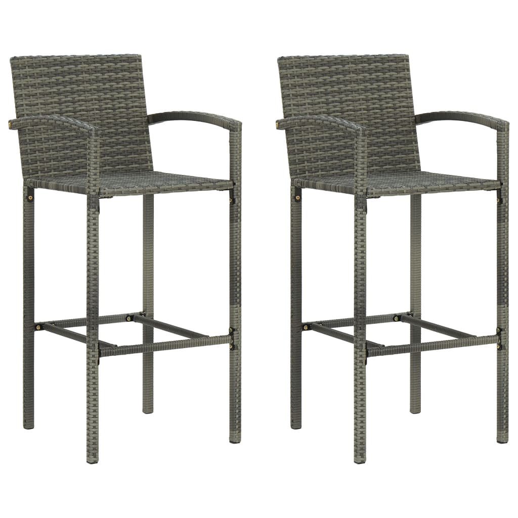 vidaXL Barhocker 2 Stk. Braun Poly Rattan