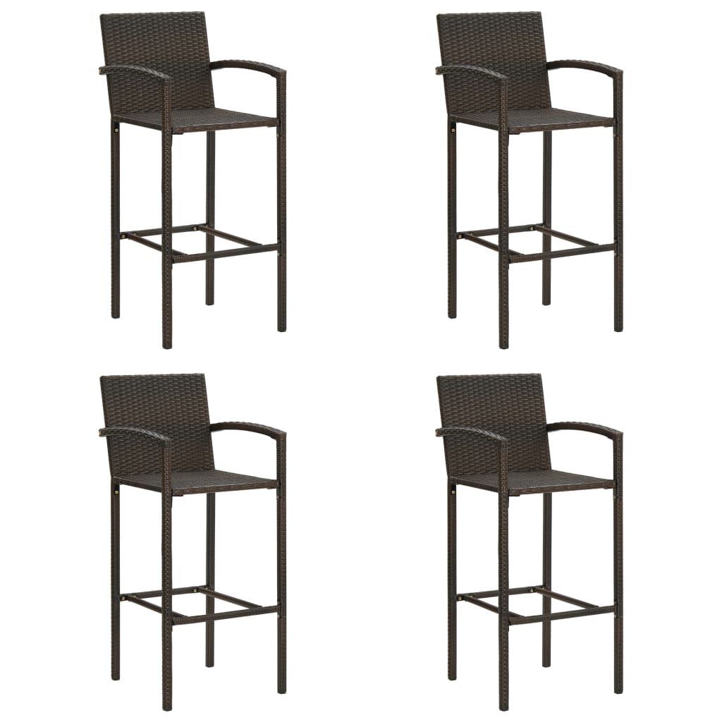 vidaXL Barhocker 4 Stk. Braun Poly Rattan