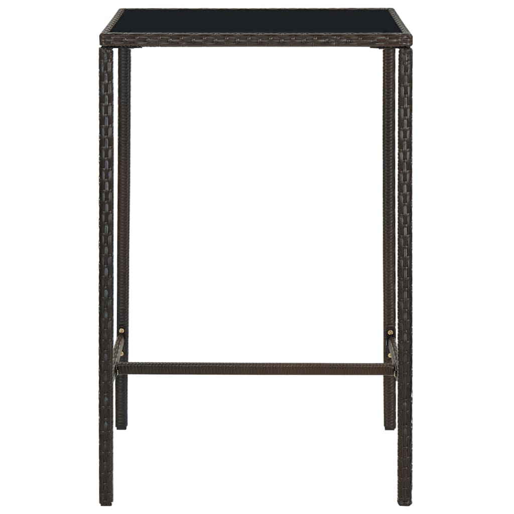 vidaXL Garten-Bartisch Braun 70x70x110 cm Poly Rattan und Glas