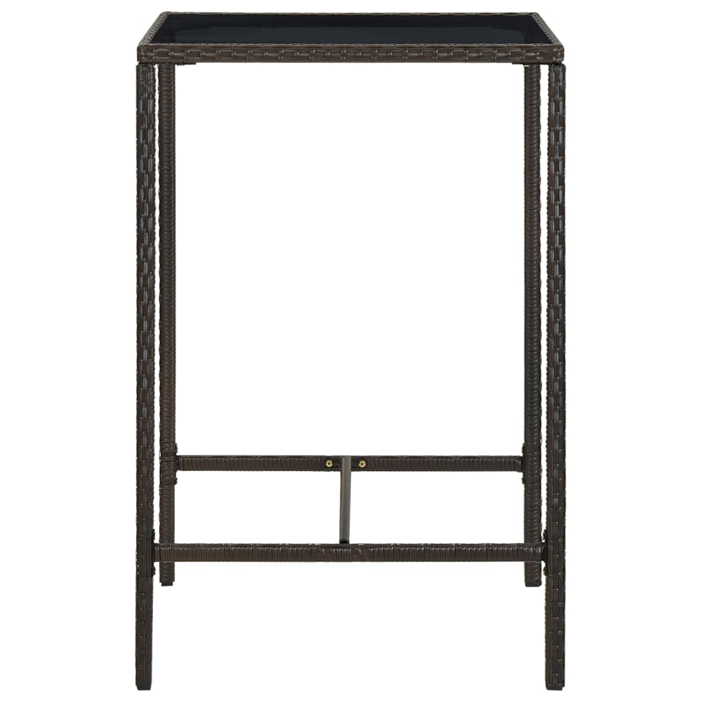 vidaXL Garten-Bartisch Braun 70x70x110 cm Poly Rattan und Glas