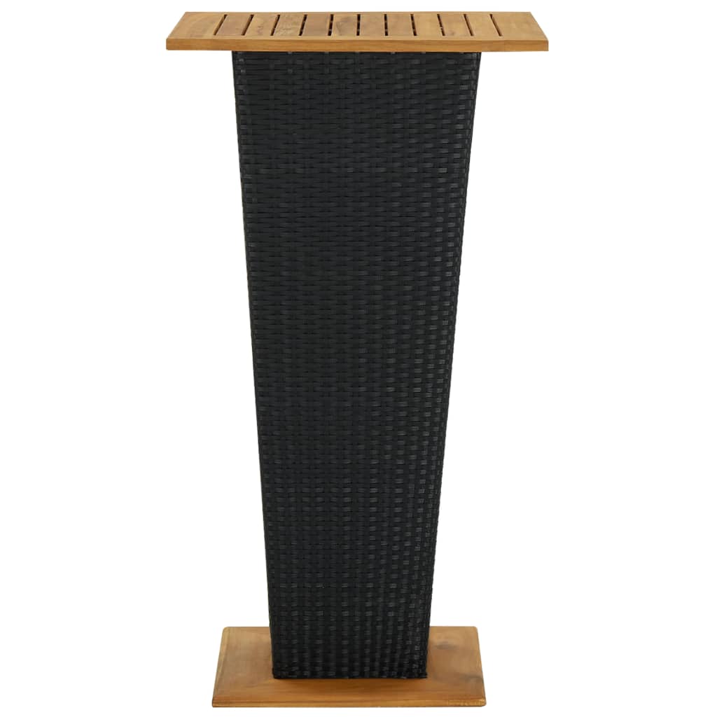 vidaXL Bartisch Schwarz 60x60x110 cm Poly Rattan und Massivholz Akazie