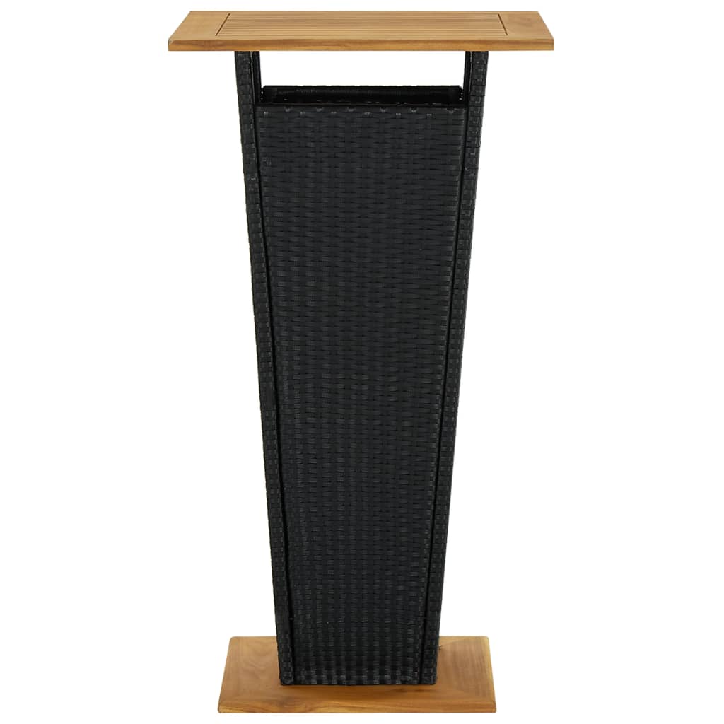 vidaXL Bartisch Schwarz 60x60x110 cm Poly Rattan und Massivholz Akazie