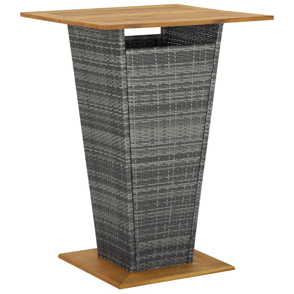 vidaXL Bartisch Schwarz 60x60x110 cm Poly Rattan und Massivholz Akazie