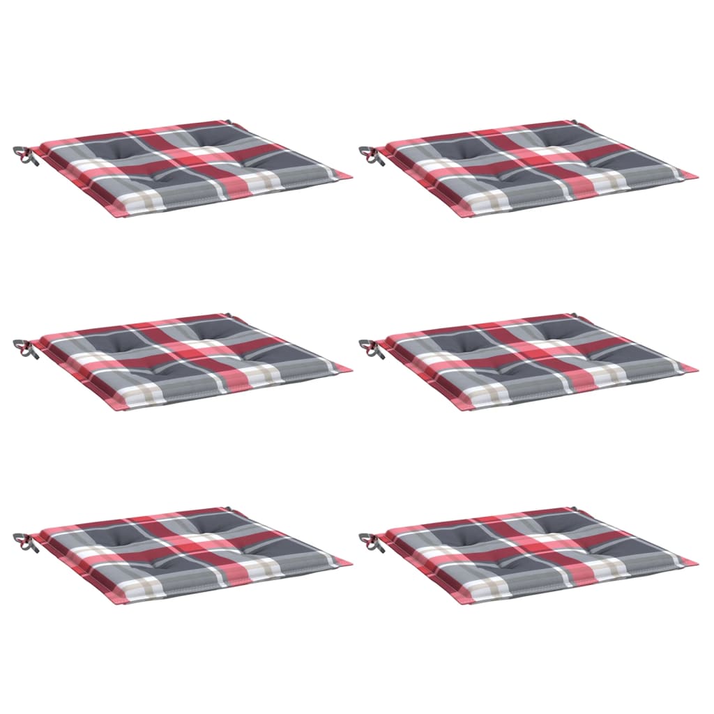 vidaXL Gartenstuhl-Kissen 6Stk. Rot Karomuster 40x40x4cm Oxford-Gewebe