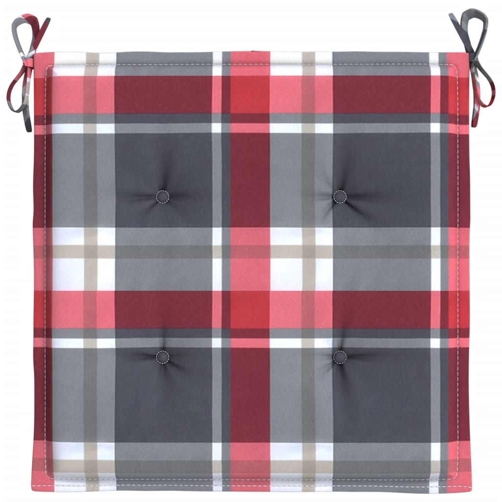 vidaXL Gartenstuhl-Kissen 6Stk. Rot Karomuster 40x40x4cm Oxford-Gewebe
