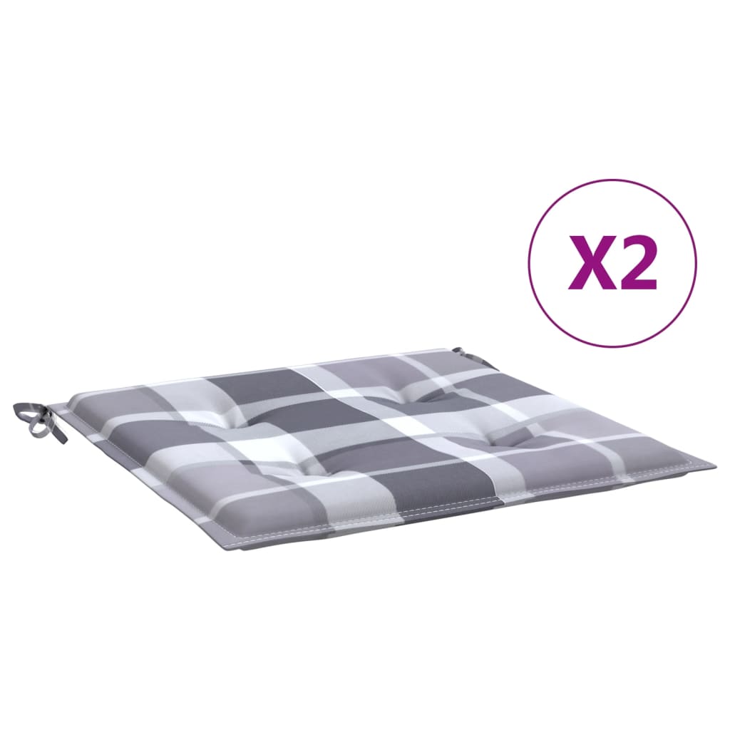 vidaXL Gartenstuhl-Kissen 2 Stk. Grau Karomuster 40x40x4 cm
