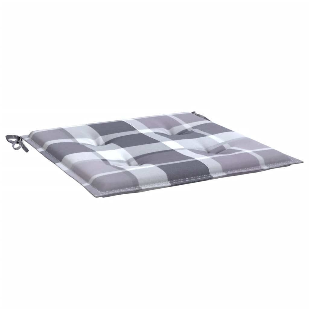 vidaXL Gartenstuhl-Kissen 2 Stk. Grau Karomuster 40x40x4 cm