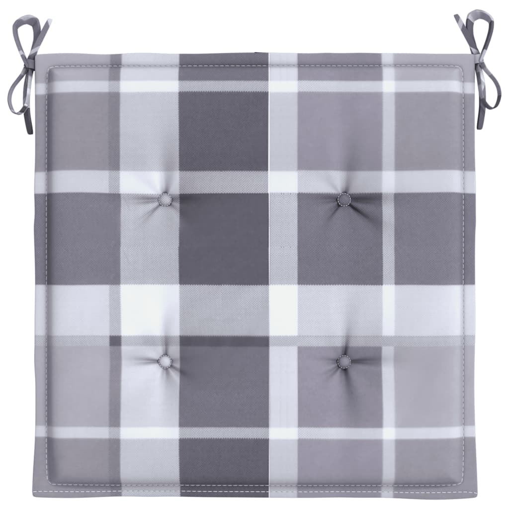 vidaXL Gartenstuhl-Kissen 2 Stk. Grau Karomuster 40x40x4 cm