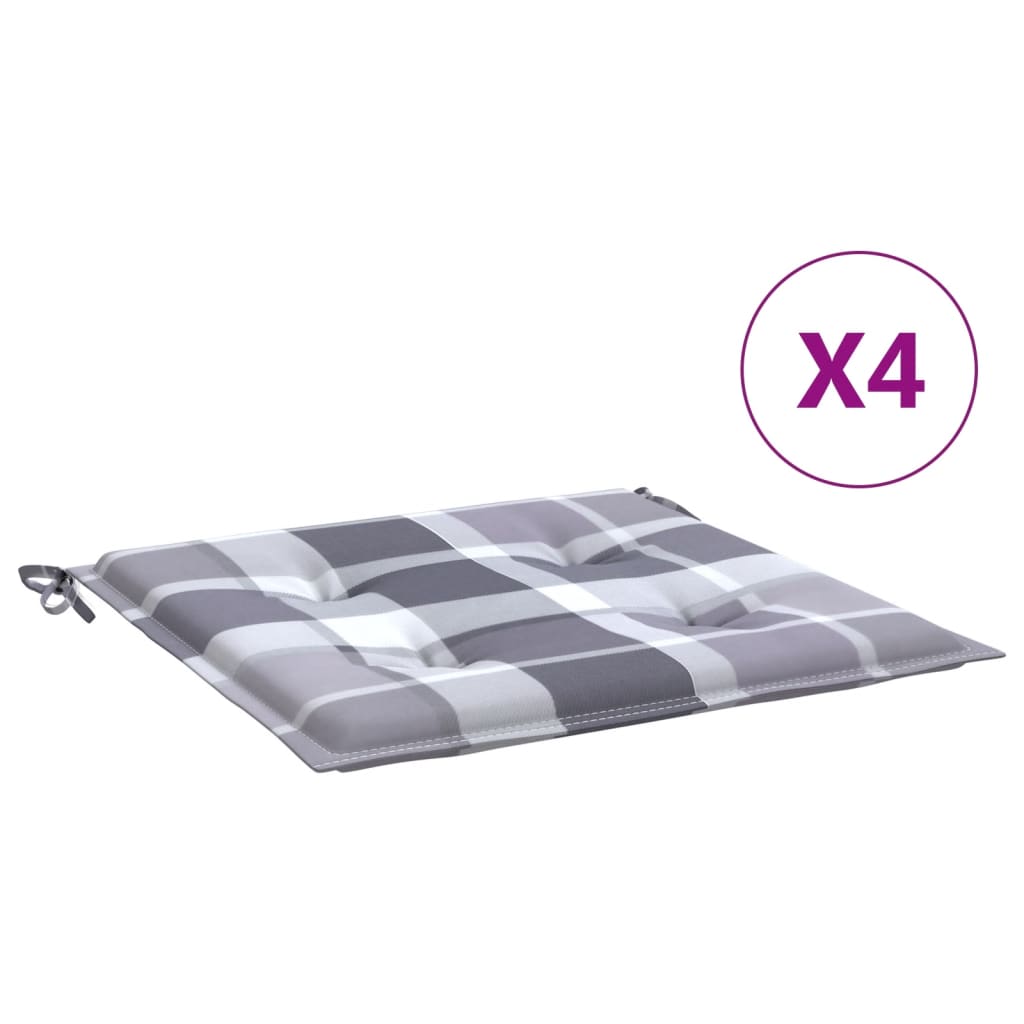 vidaXL Gartenstuhl-Kissen 4 Stk. Grau Karomuster 40x40x4 cm