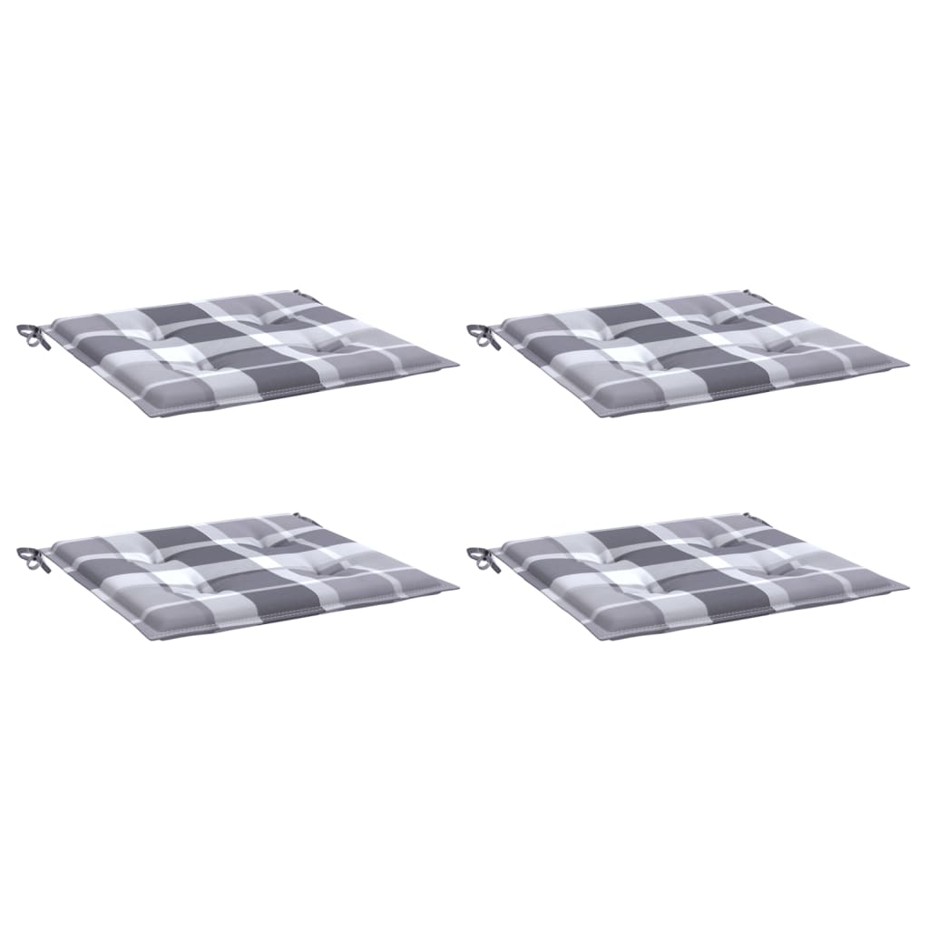 vidaXL Gartenstuhl-Kissen 4 Stk. Grau Karomuster 40x40x4 cm