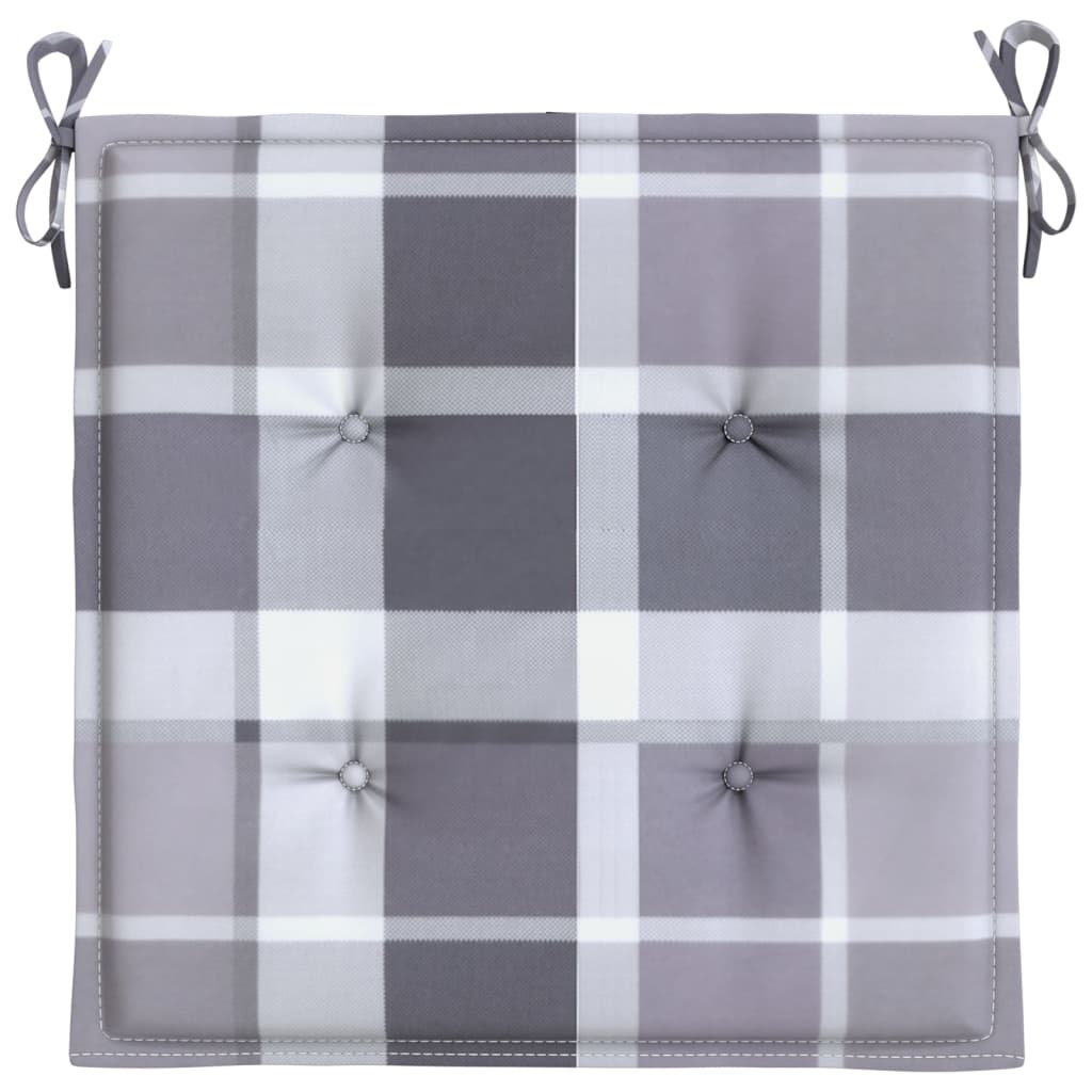 vidaXL Gartenstuhl-Kissen 4 Stk. Grau Karomuster 40x40x4 cm